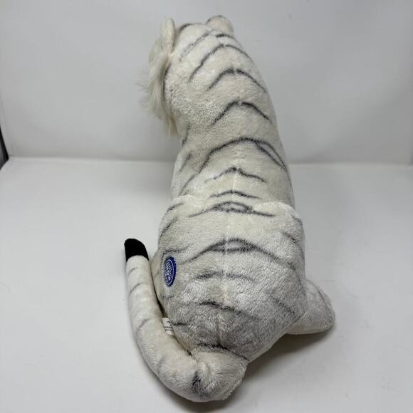The Greatest Show on Earth Lying White Tiger 16" Long Plush Blue Eyes Realistic - Picture 7 of 11